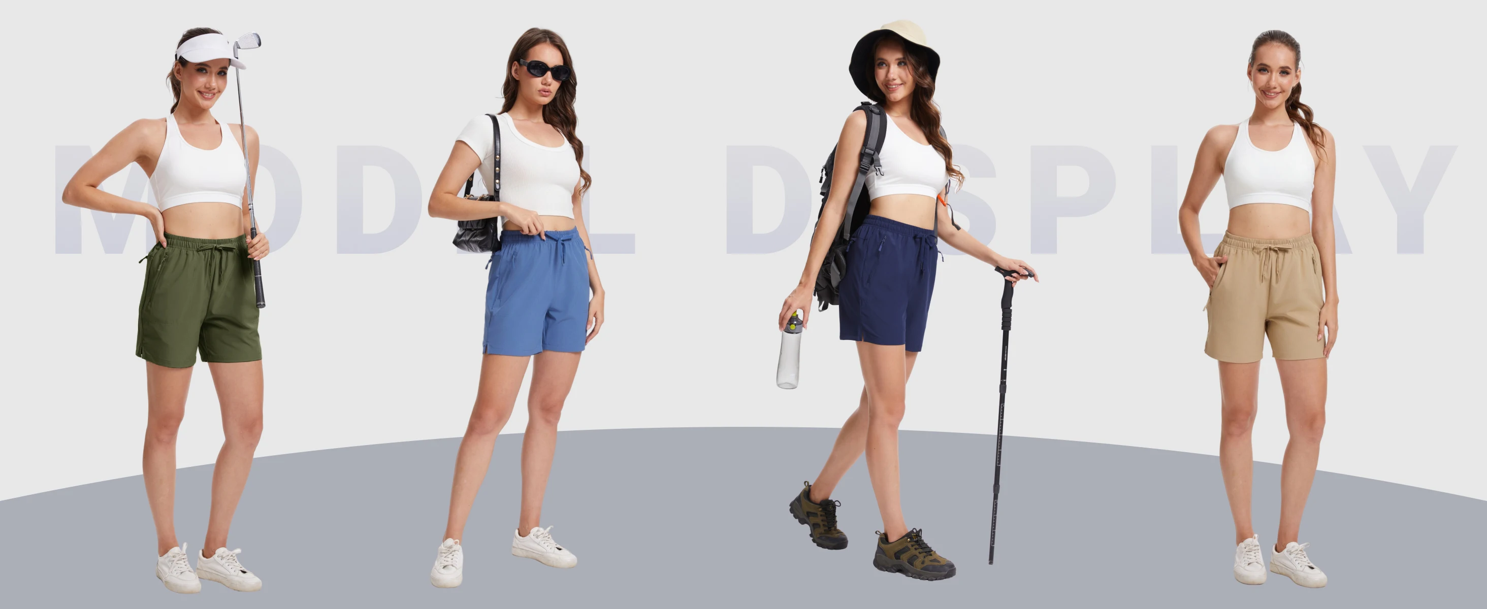 TACVASEN Women's 5'' Hiking Shorts Quick Dry Golf Lightweight UPF50+ Athletic Shorts Summer Water Resistant Zipper Pockets