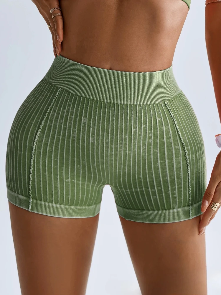 Woman Clothing Casual Shorts High Waist Ribbed Short Pants Outdoor Sports Shorts Female Yoga Fitness GYM Tights Running Trousers