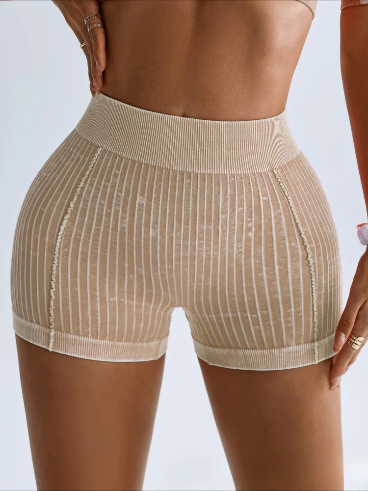Woman Clothing Casual Shorts High Waist Ribbed Short Pants Outdoor Sports Shorts Female Yoga Fitness GYM Tights Running Trousers