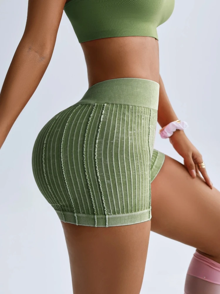 Woman Clothing Casual Shorts High Waist Ribbed Short Pants Outdoor Sports Shorts Female Yoga Fitness GYM Tights Running Trousers