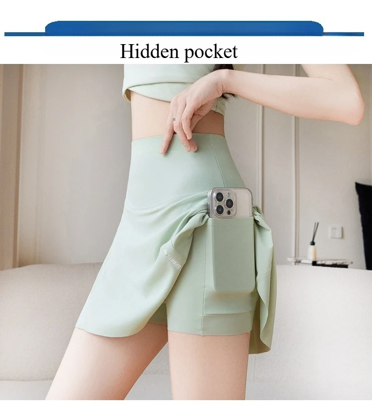 Big Size High Waist Skirt Women Stretchy Slim Shorts Prevent Light Leakage Workout Cycling Quick Dry Pleated Skirt Summer