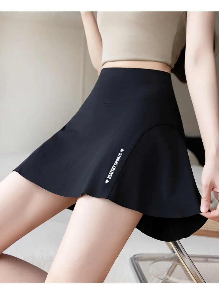 Big Size High Waist Skirt Women Stretchy Slim Shorts Prevent Light Leakage Workout Cycling Quick Dry Pleated Skirt Summer