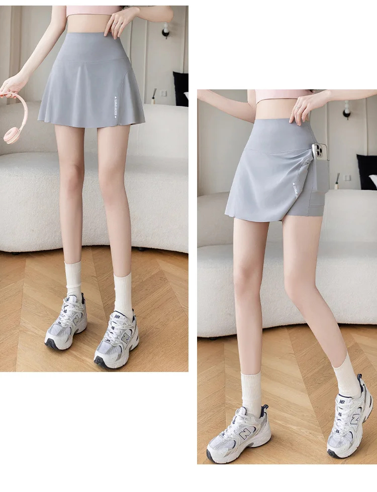Big Size High Waist Skirt Women Stretchy Slim Shorts Prevent Light Leakage Workout Cycling Quick Dry Pleated Skirt Summer
