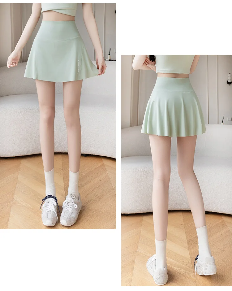 Big Size High Waist Skirt Women Stretchy Slim Shorts Prevent Light Leakage Workout Cycling Quick Dry Pleated Skirt Summer
