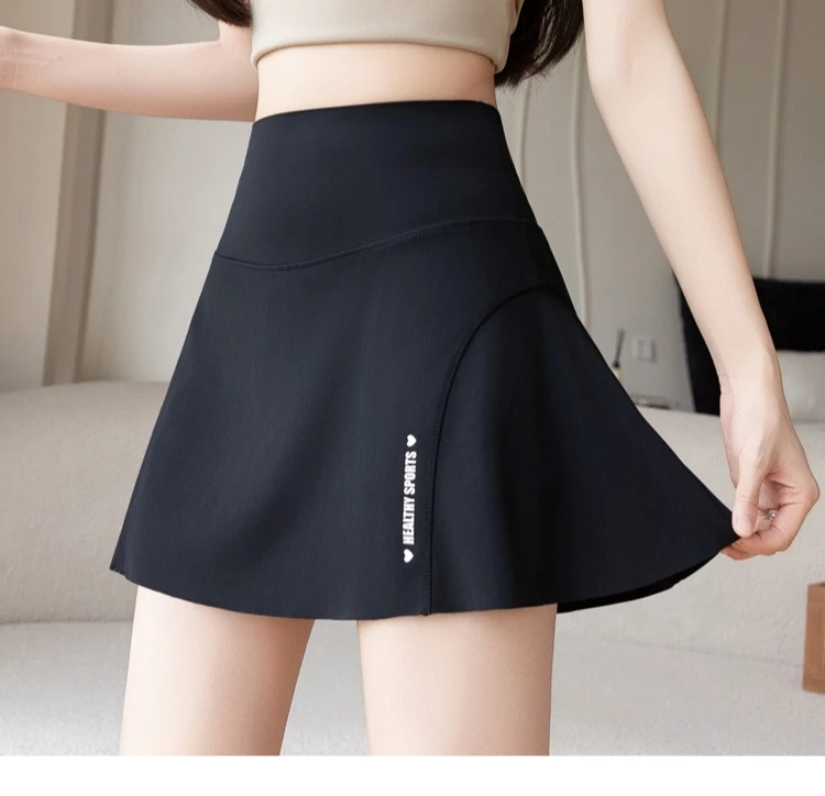 Big Size High Waist Skirt Women Stretchy Slim Shorts Prevent Light Leakage Workout Cycling Quick Dry Pleated Skirt Summer