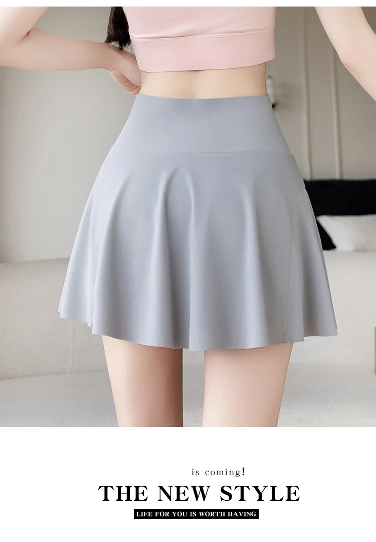 Big Size High Waist Skirt Women Stretchy Slim Shorts Prevent Light Leakage Workout Cycling Quick Dry Pleated Skirt Summer