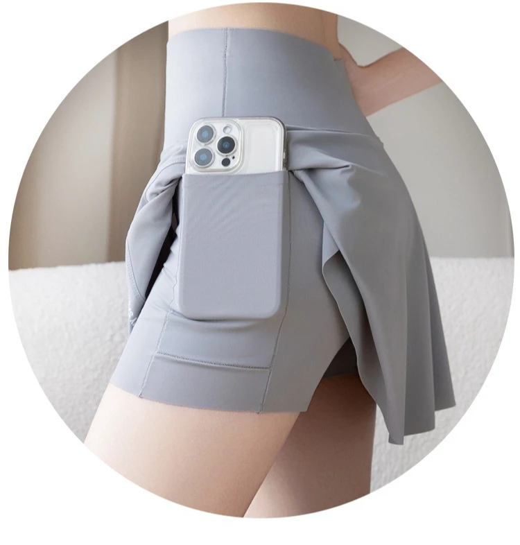 Big Size High Waist Skirt Women Stretchy Slim Shorts Prevent Light Leakage Workout Cycling Quick Dry Pleated Skirt Summer