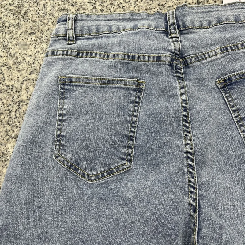 KUCLUT 2026 Summer New Fashion Heavy Beaded 3D Flower Design Denim Shorts For Women High Waist Five-Point Pants Female 1A2287