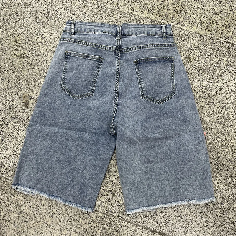 KUCLUT 2026 Summer New Fashion Heavy Beaded 3D Flower Design Denim Shorts For Women High Waist Five-Point Pants Female 1A2287