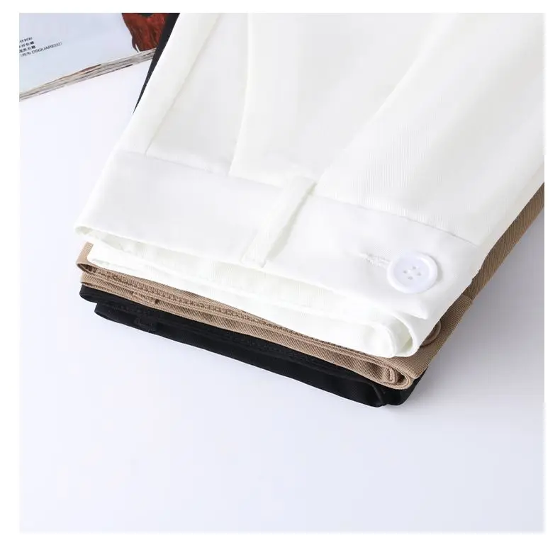 Shorts Women Suit Shorts with Belt Women's Spring and Summer High Waist Loose Casual Straight-Leg A- Line Ropa Mujer C70