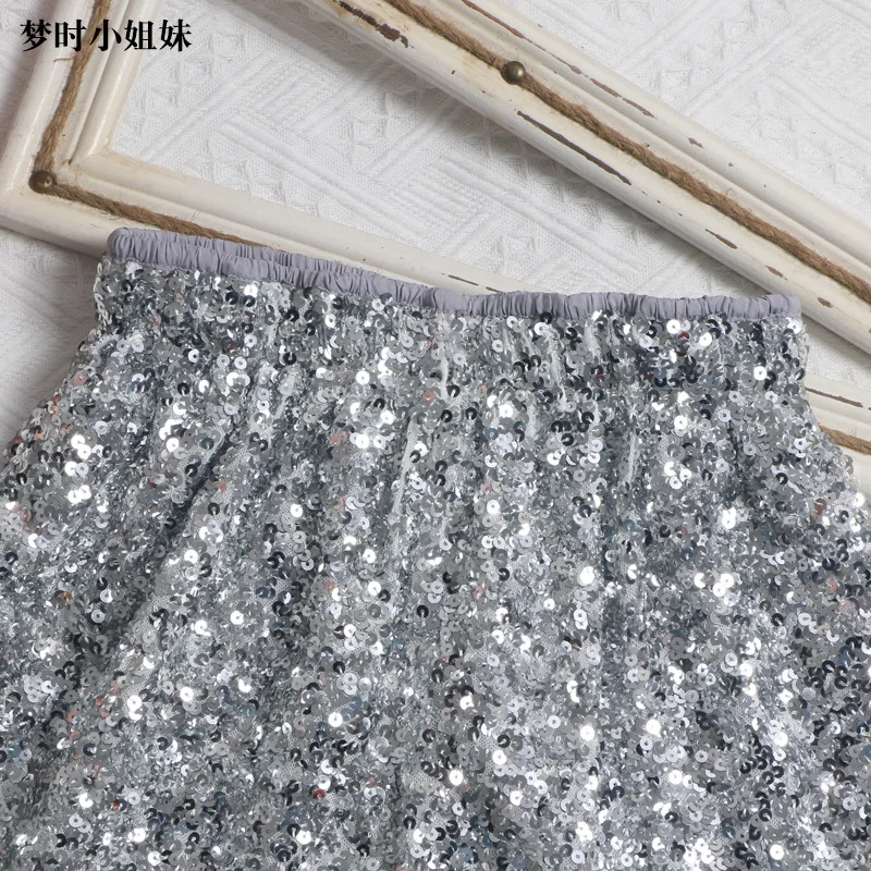 Women's Sexy Sequined Shorts High-waisted Wide-leg Pants Elastic-waisted Casual Hot Pants