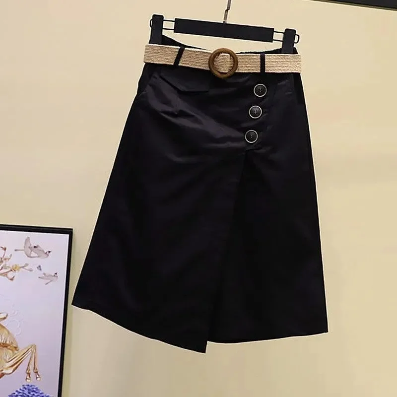 Female Fake Two Pieces Short Pants Korean Women High Waist Wide Legs Skirt Spring Summer New Ladies Large Size 5XL Skirt Pants