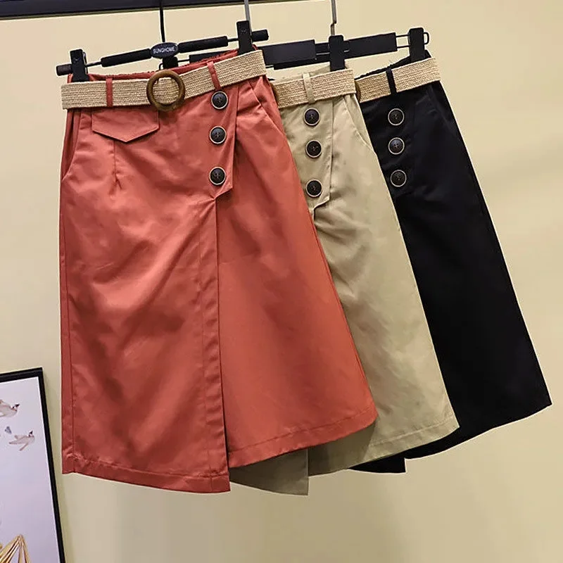 Female Fake Two Pieces Short Pants Korean Women High Waist Wide Legs Skirt Spring Summer New Ladies Large Size 5XL Skirt Pants