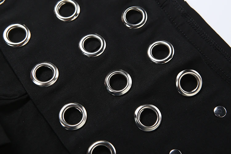 Weird Puss Hottie Metal Hollow Shorts Women Coquette Sexy Rivet Patchwork High Street Clubwear Trend Stretch Skinny Bottoms