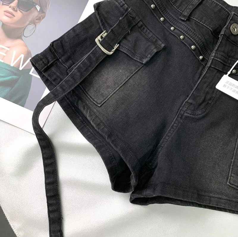 Y2K 2000S Cargo Denim Shorts Women Streetwear Vintage High Waist Shorts Jeans Summer Harajuku Korean Sexy Hot Short Pants New