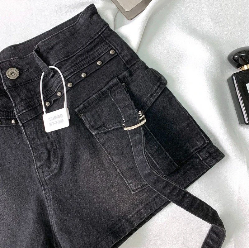Y2K 2000S Cargo Denim Shorts Women Streetwear Vintage High Waist Shorts Jeans Summer Harajuku Korean Sexy Hot Short Pants New