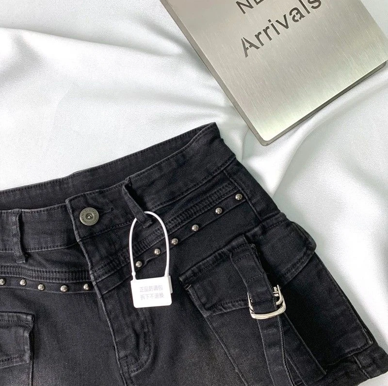 Y2K 2000S Cargo Denim Shorts Women Streetwear Vintage High Waist Shorts Jeans Summer Harajuku Korean Sexy Hot Short Pants New