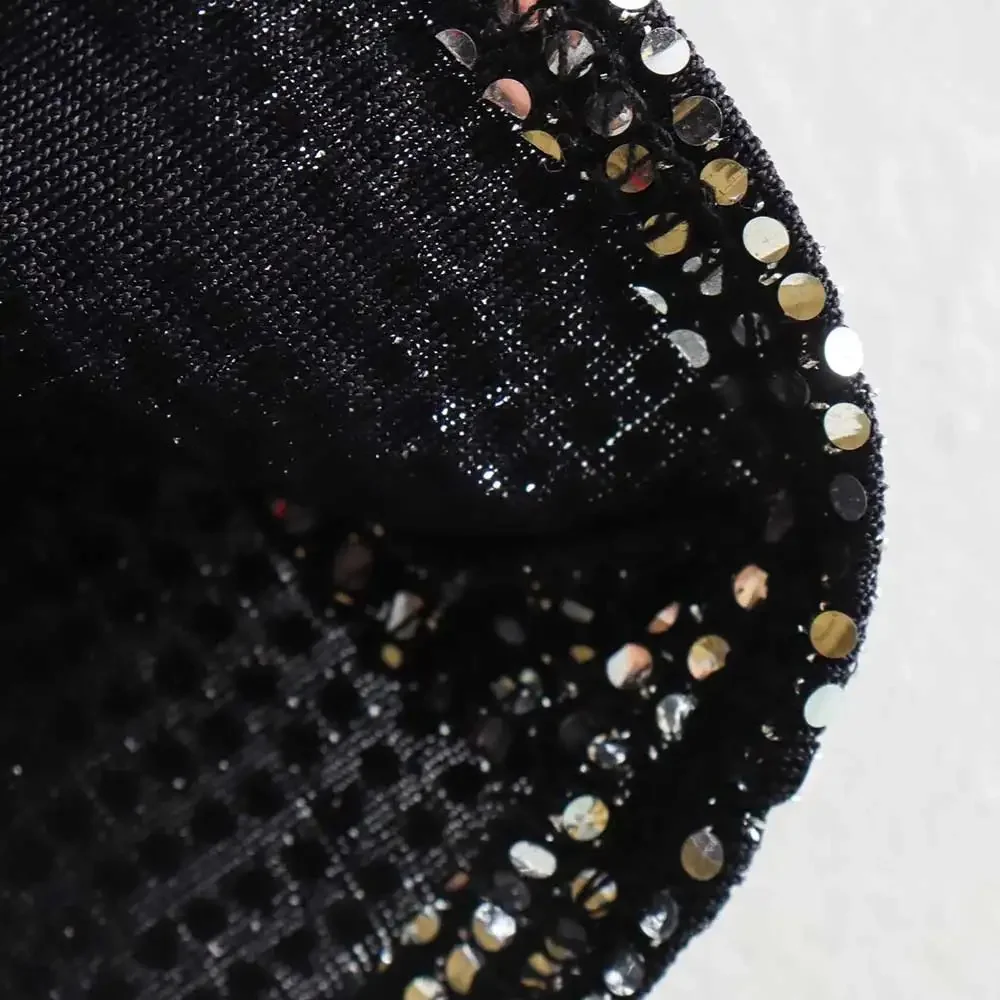 Women's Knotted Sequin Shorts Skirts, High Waist, Side Zipper, Female Skort,Fashion