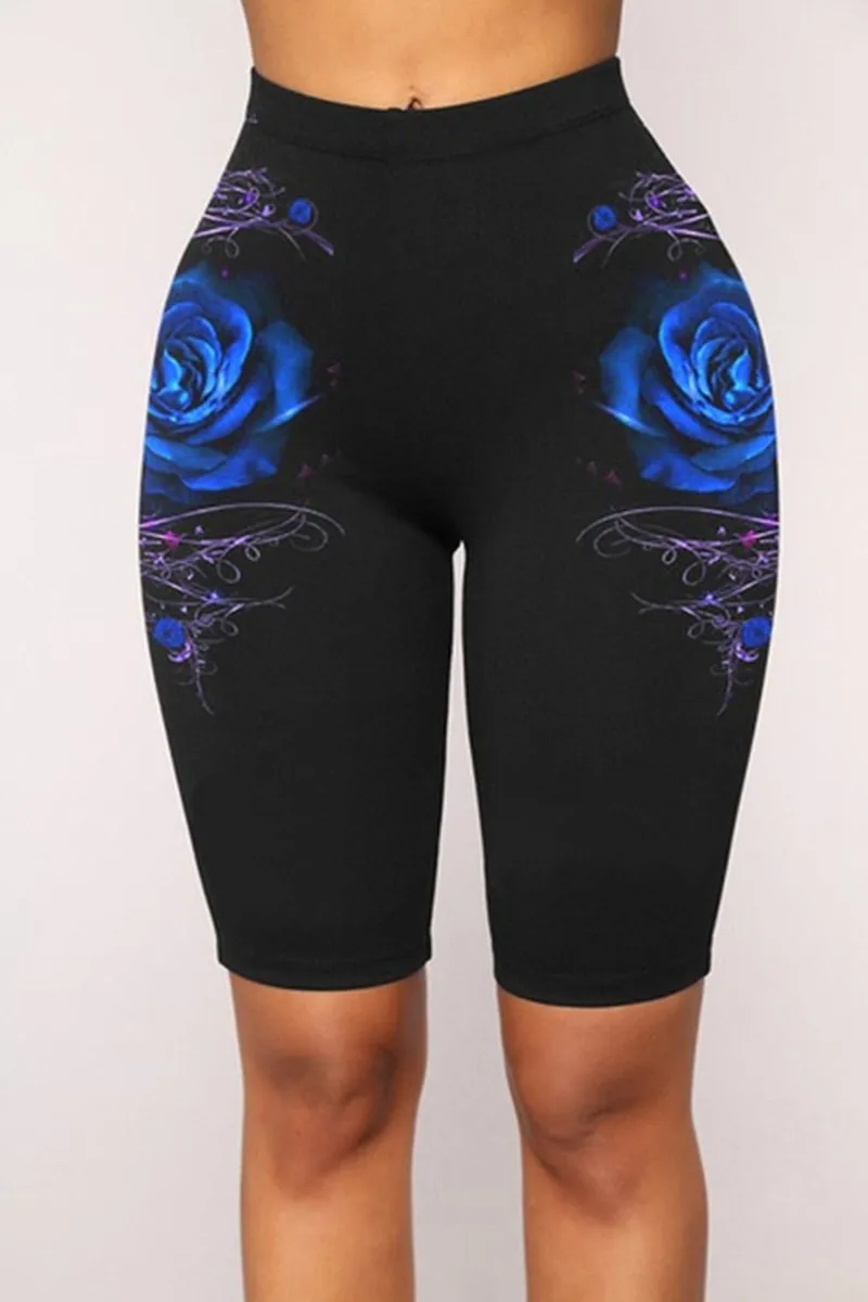2022 Summer New Sexy Fashion Women Tight  High Waist Stretch Slim Shorts Knee Length Stretch Shorts Casual Leggings