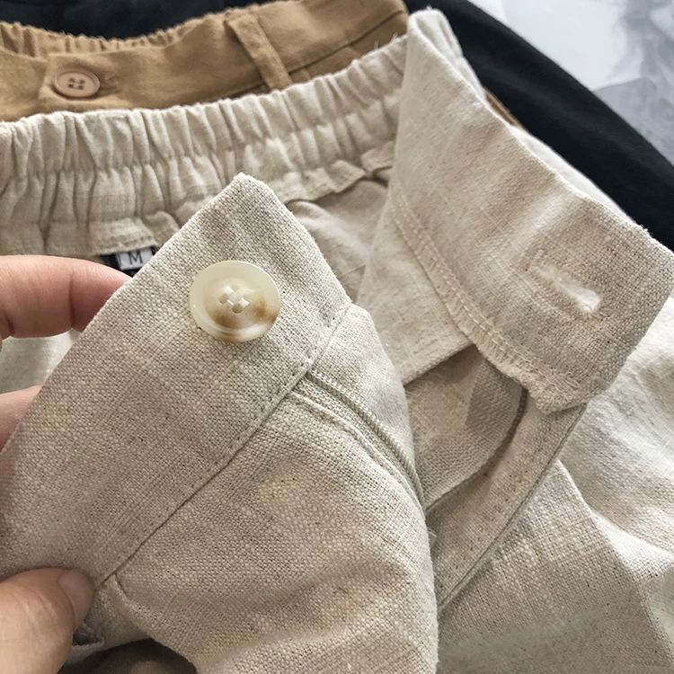 Limiguyue Breathable Cotton Linen Shorts Japanese Retro High Waist Wide Leg Bermuda Shorts Suit Casual Summer Woman Loose J200