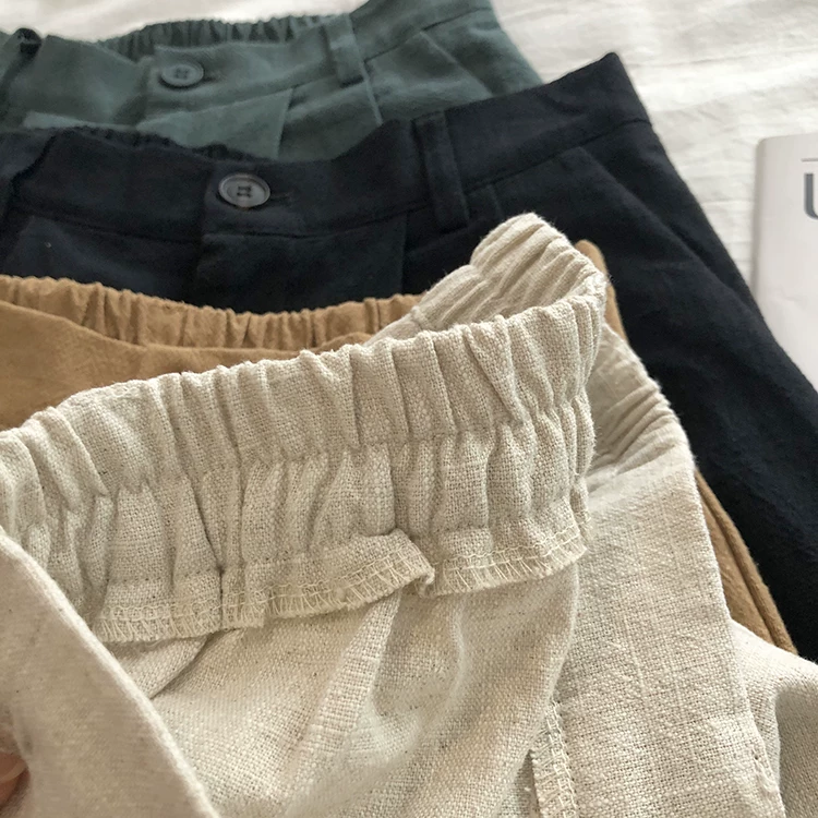 Limiguyue Breathable Cotton Linen Shorts Japanese Retro High Waist Wide Leg Bermuda Shorts Suit Casual Summer Woman Loose J200
