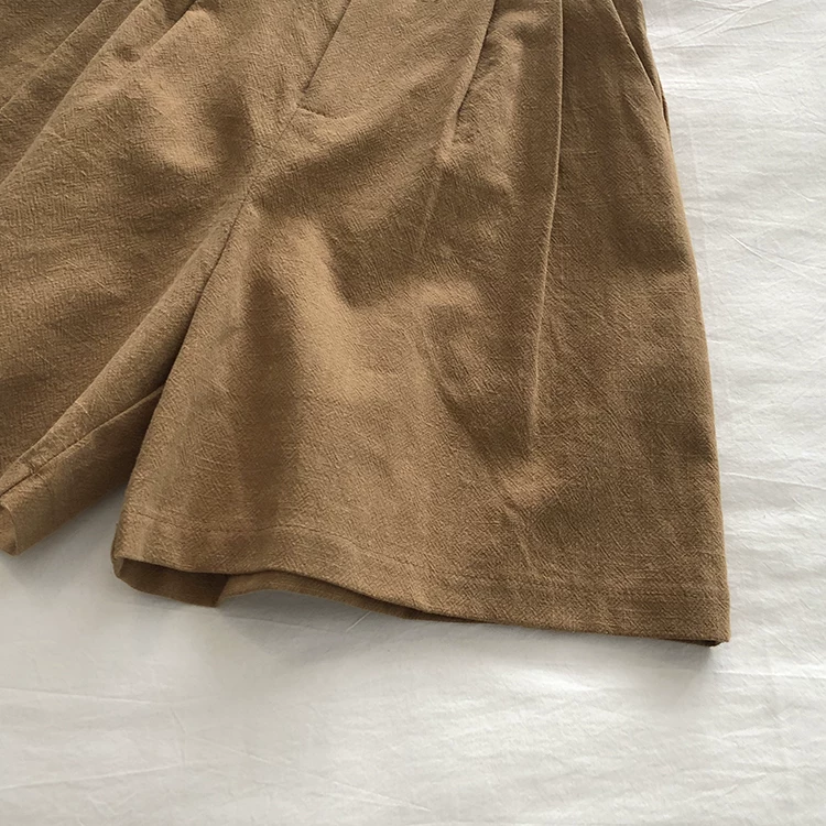 Limiguyue Breathable Cotton Linen Shorts Japanese Retro High Waist Wide Leg Bermuda Shorts Suit Casual Summer Woman Loose J200