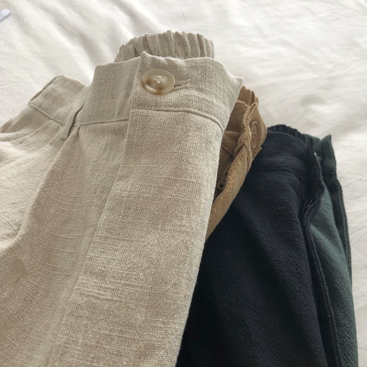 Limiguyue Breathable Cotton Linen Shorts Japanese Retro High Waist Wide Leg Bermuda Shorts Suit Casual Summer Woman Loose J200