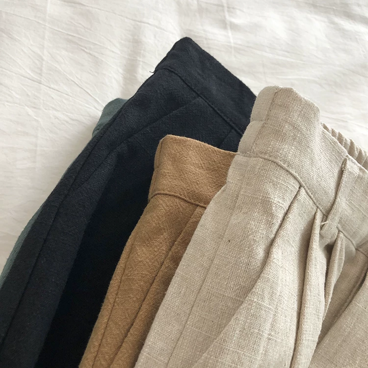 Limiguyue Breathable Cotton Linen Shorts Japanese Retro High Waist Wide Leg Bermuda Shorts Suit Casual Summer Woman Loose J200