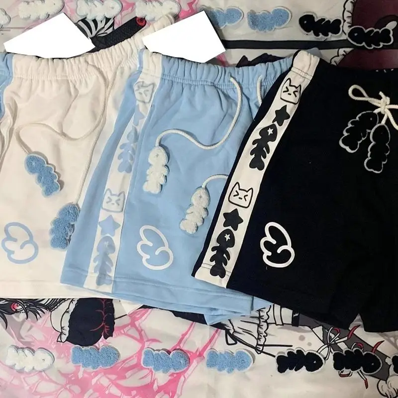 Japanese High Waisted Shorts for Women Cat Cute Cotton Pants New Bottoms Casual Fashion Summer Shorts Pantalones Cortos De Mujer