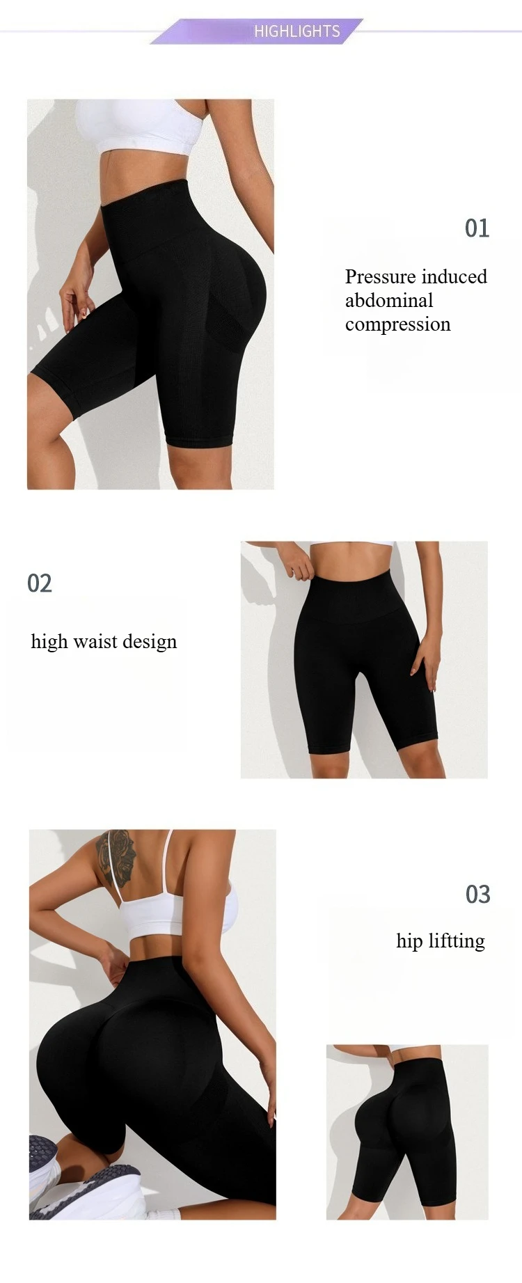 Women High Waist Sports Shorts Seamless Yoga Shorts Stretchy Gym Workout Running Shorts Hip Liftting Knited Slim Leggings Summer
