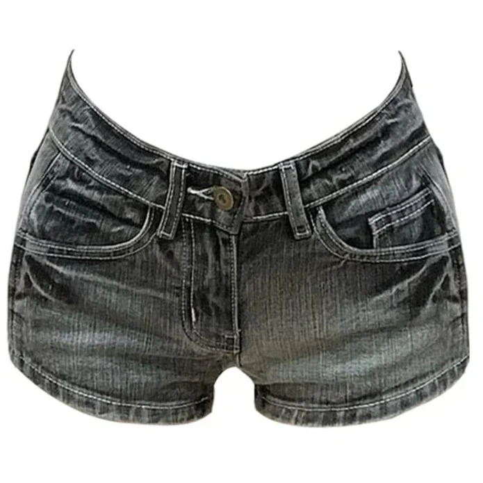 2026 Casual Women's Denim Shorts 2000s Aesthetic High Waist New Fashion Hot Girls Multi-Pocket Button Super Short Hot Pants