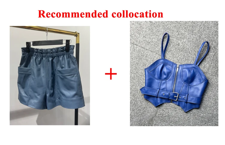 Women Clothing 2025 Fashion Feminino Genuine Leather White Casual Shorts Mujer Big Pockets Elastic Waist Sexy Mini Booty Pants
