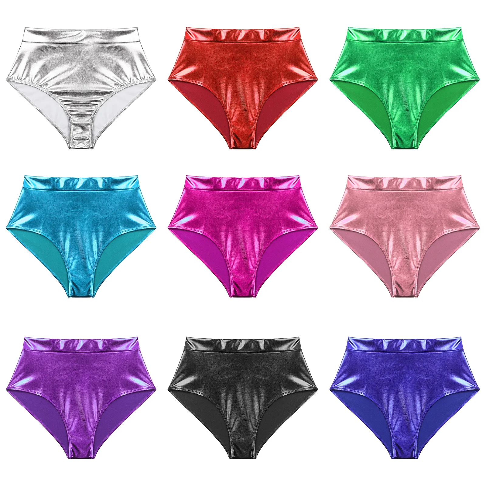 Womens Metallic Booty Shorts Shiny Panties Bikini Briefs Hot Pants Music Festival Rave Pole Dance Bottoms Party Costume Clubwear