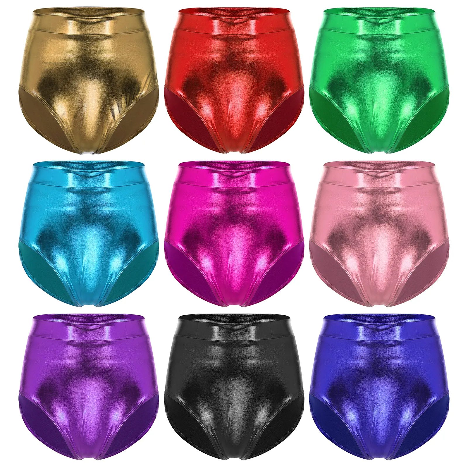 Womens Metallic Booty Shorts Shiny Panties Bikini Briefs Hot Pants Music Festival Rave Pole Dance Bottoms Party Costume Clubwear