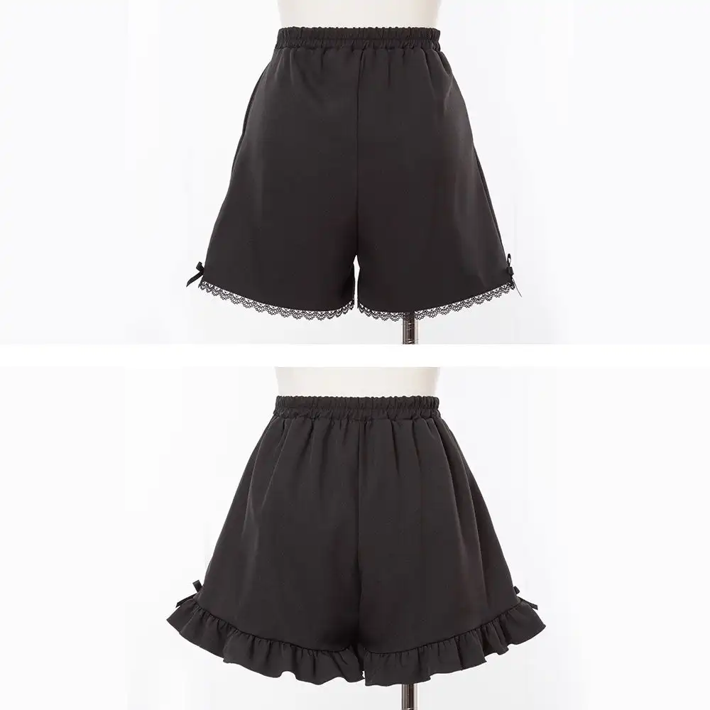 Japanese Mine Style All-Match Bottoming Short Pants Lace Stitching Bow Sweet Cute Elastic High Waist Loose Shorts for Women