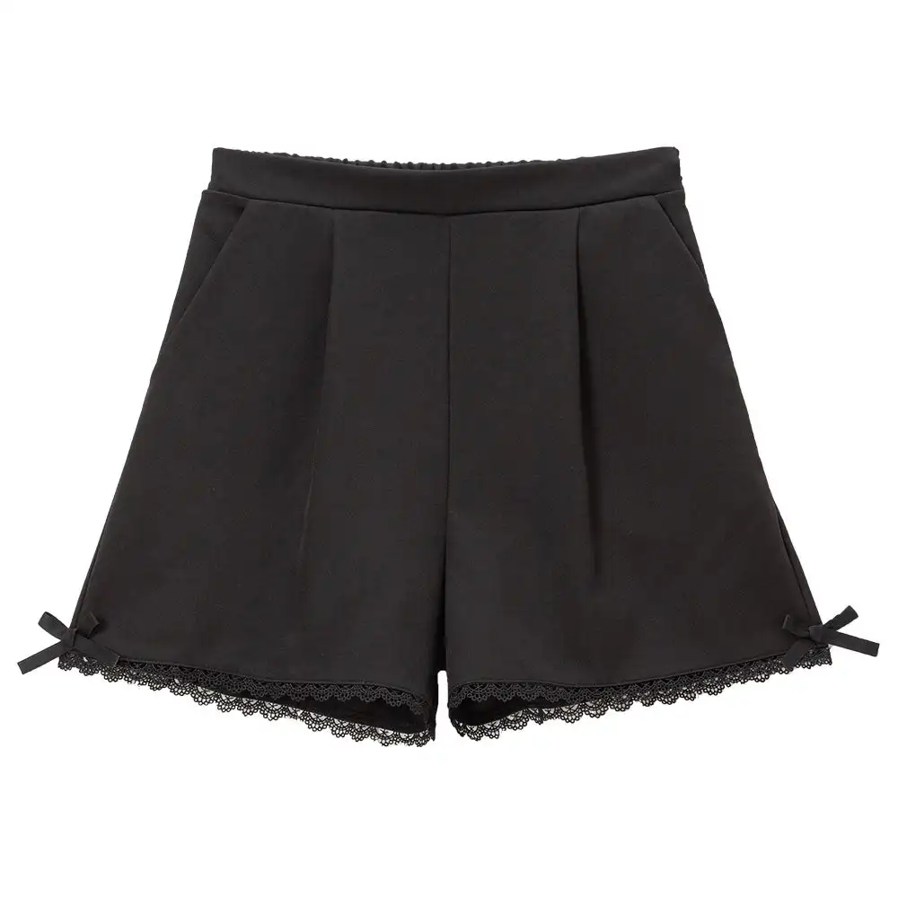 Japanese Mine Style All-Match Bottoming Short Pants Lace Stitching Bow Sweet Cute Elastic High Waist Loose Shorts for Women
