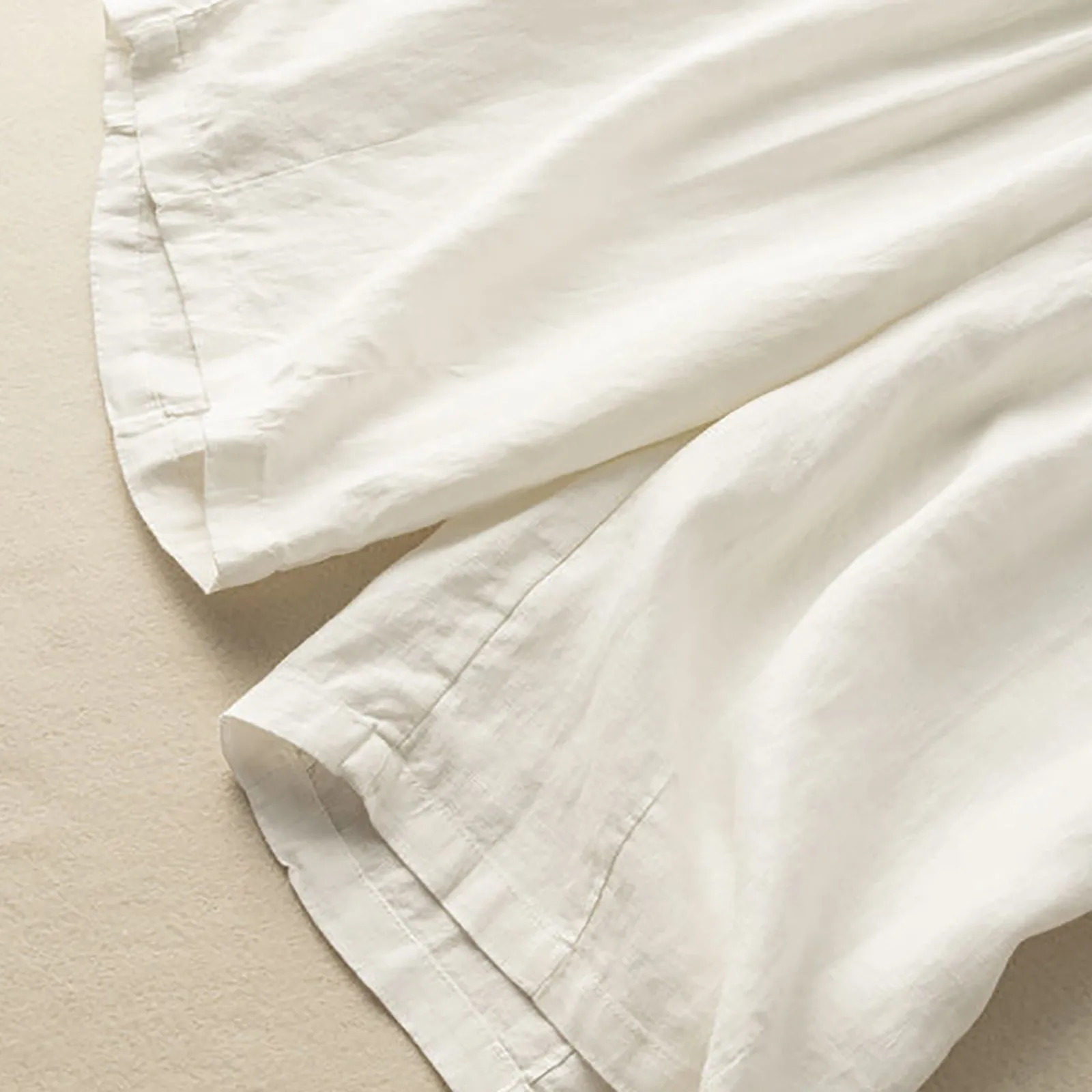 Knee Length Women’S Shorts Summer White Cotton Linen Straight Wide Leg Shorts Thin Breathable Linen Casual Solid Palazzo Pants