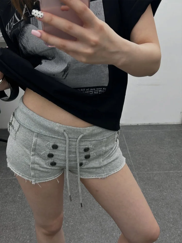 Fashionable American vintage y2k Millennium Spice Girl Napoleon style design sense slim shorts summer 2026 new style female emo