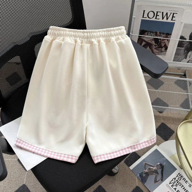 Cute Cartoon Shorts Women Sweet High Waist Embroidery Kawaii Shorts Summer Loose Vintage Japan Preppy Style Female Sport Shorts