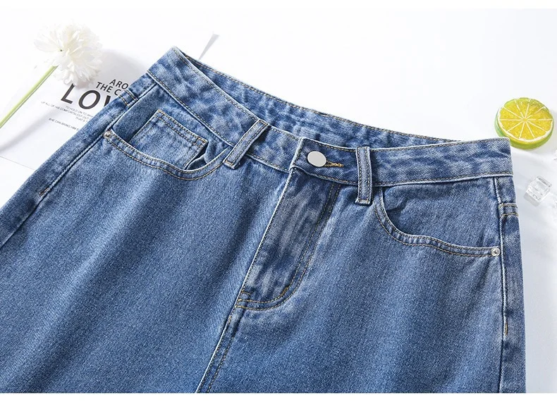 Streamgirl High Waisted Jeans Shorts Women 2025 Vintage Shorts Denim Loose Female Short Straight Jeans Shorts For Women Summer