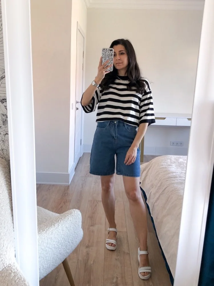 Streamgirl High Waisted Jeans Shorts Women 2025 Vintage Shorts Denim Loose Female Short Straight Jeans Shorts For Women Summer