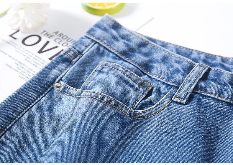 Streamgirl High Waisted Jeans Shorts Women 2025 Vintage Shorts Denim Loose Female Short Straight Jeans Shorts For Women Summer