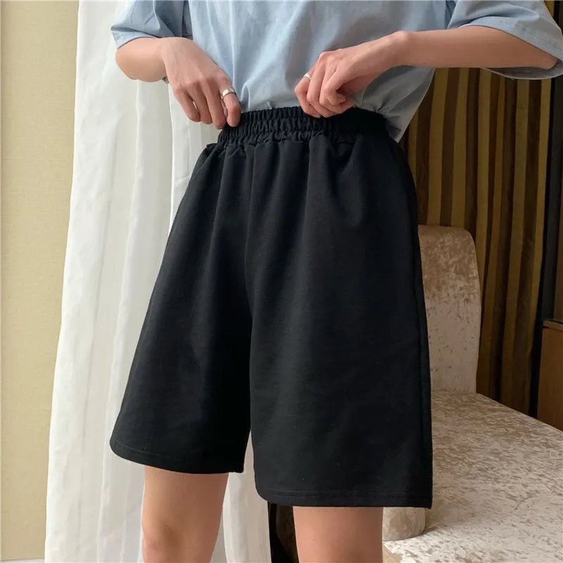 Loose Casual Large Sports Shorts Elastic Waist Korean Style Short High Waist Pants Fitness Running Shorts Women Summer Harajuku