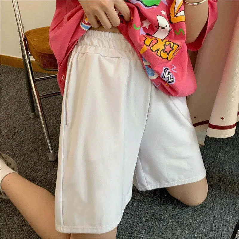 Loose Casual Large Sports Shorts Elastic Waist Korean Style Short High Waist Pants Fitness Running Shorts Women Summer Harajuku