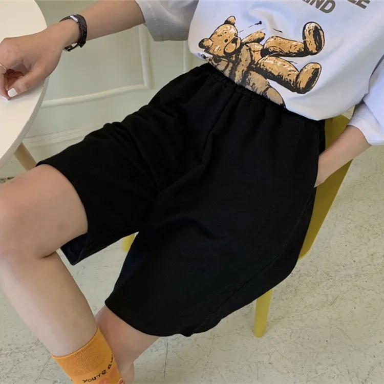 Loose Casual Large Sports Shorts Elastic Waist Korean Style Short High Waist Pants Fitness Running Shorts Women Summer Harajuku