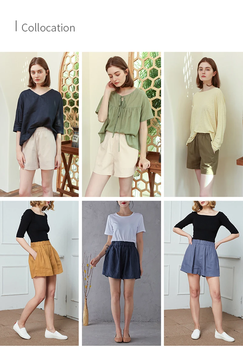Women's High Waist Cotton Linen Shorts 2025 Casual Summer Solid Elastic Harajuku Blue Streetwear Calças Femininas
