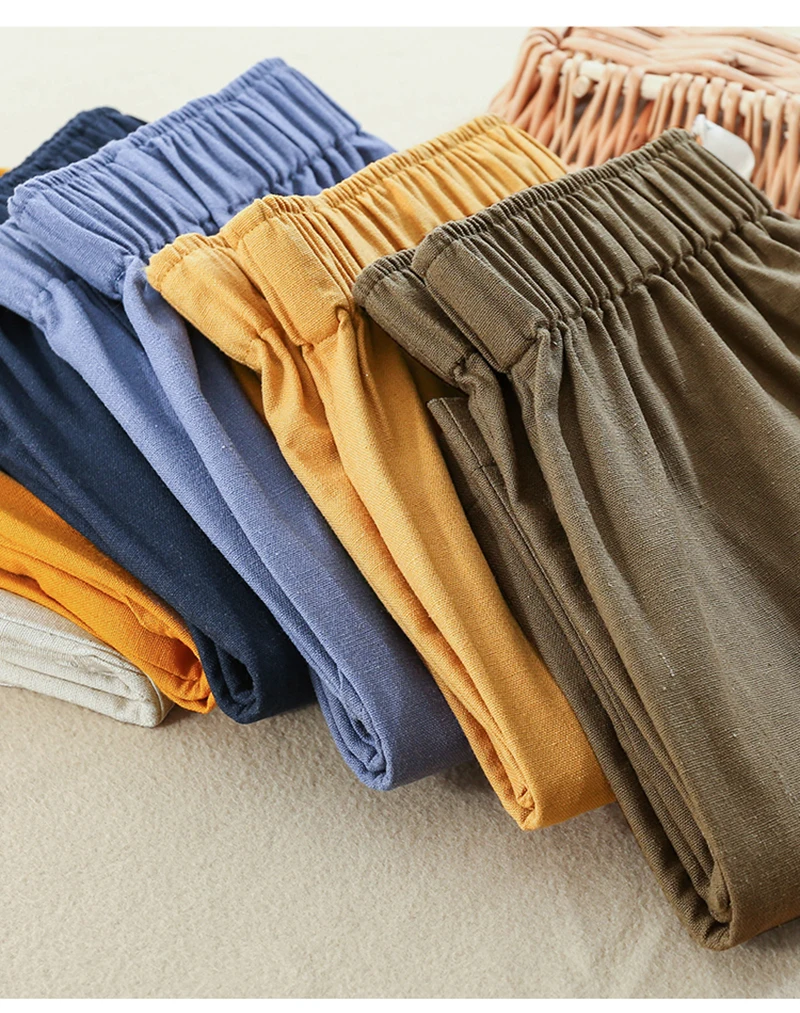 Women's High Waist Cotton Linen Shorts 2025 Casual Summer Solid Elastic Harajuku Blue Streetwear Calças Femininas