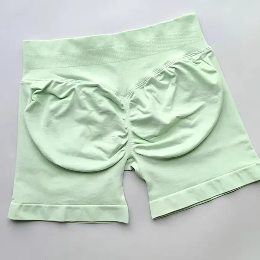 Women Fitness High Waist Shorts Ribbed Waist Seamless Scrunch Workout Gym Shorts Hight Stretch Running Fashion Yoga Shorts