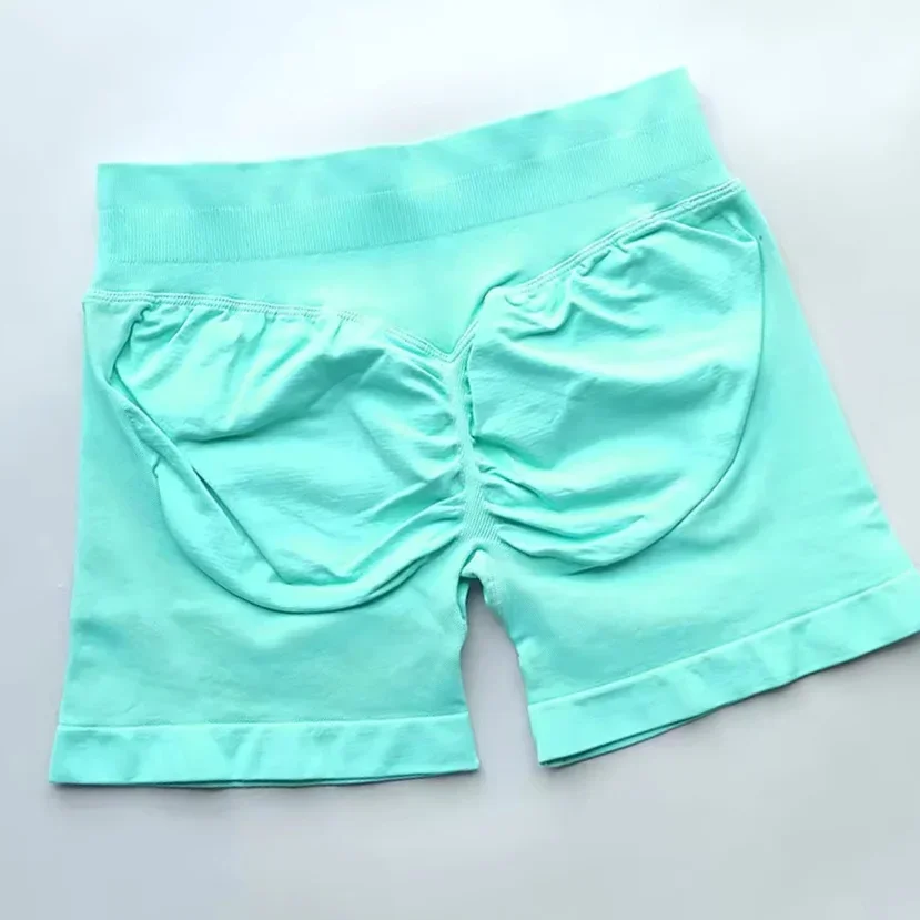 Women Fitness High Waist Shorts Ribbed Waist Seamless Scrunch Workout Gym Shorts Hight Stretch Running Fashion Yoga Shorts