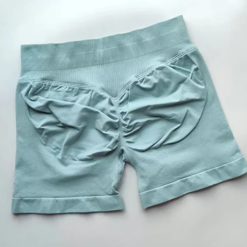 Women Fitness High Waist Shorts Ribbed Waist Seamless Scrunch Workout Gym Shorts Hight Stretch Running Fashion Yoga Shorts